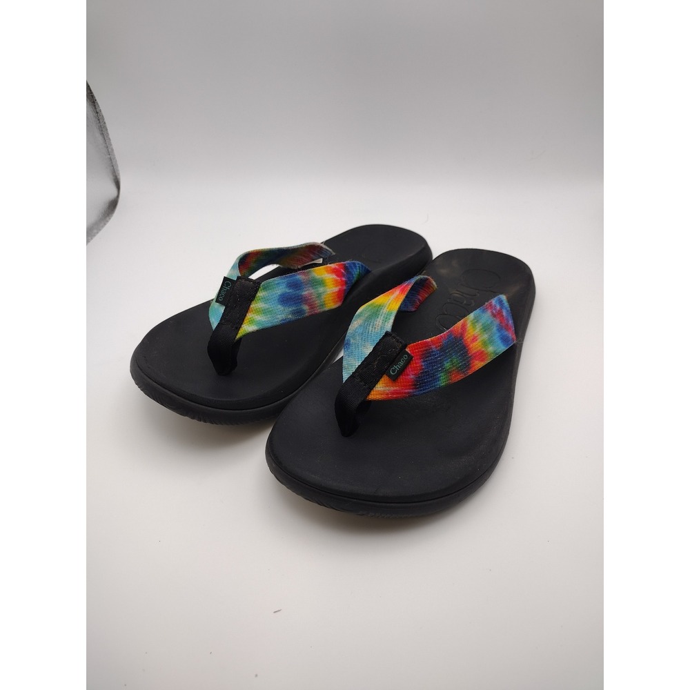Chaco Chillos Flip Flops Womens Black Tie Dye Straps Thong Sandals Size 8